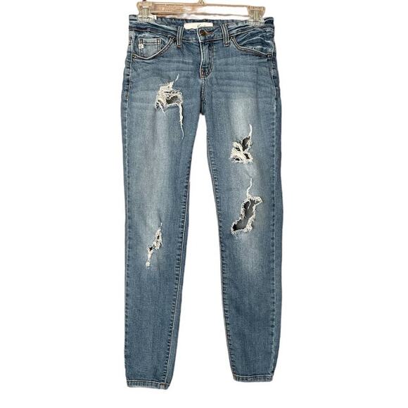 Kancan Destroyed Skinny Jeans Blue Denim Size W1 24 - Picture 1 of 10